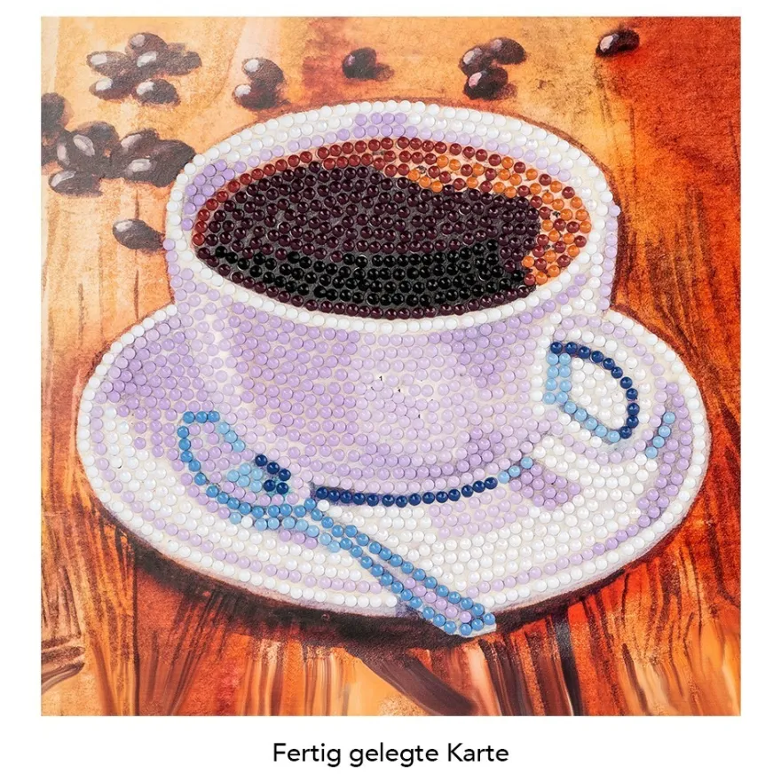Diamond-Painting-Grußkarte, Kaffeetasse, 16cm x 16cm, inkl. Zubehör