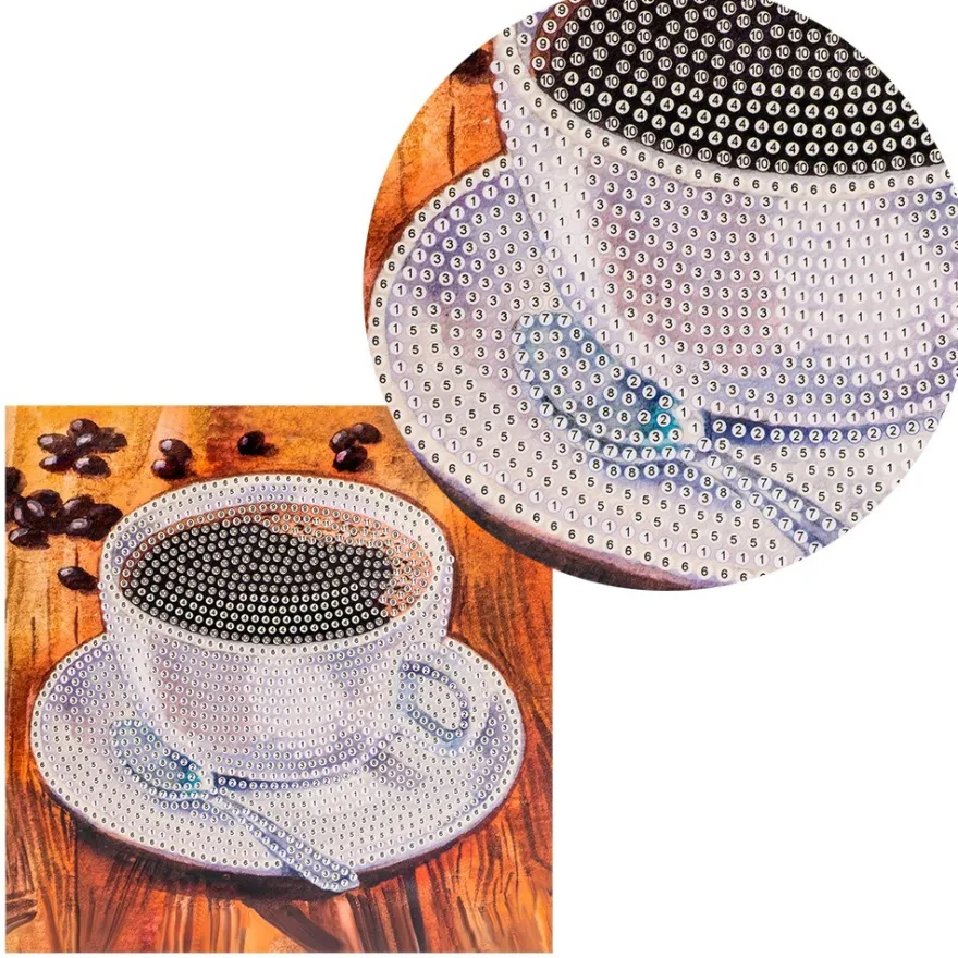 Diamond-Painting-Grußkarte, Kaffeetasse, 16cm x 16cm, inkl. Zubehör