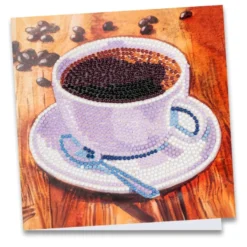 Diamond-Painting-Grußkarte, Kaffeetasse, 16cm x 16cm, inkl. Zubehör