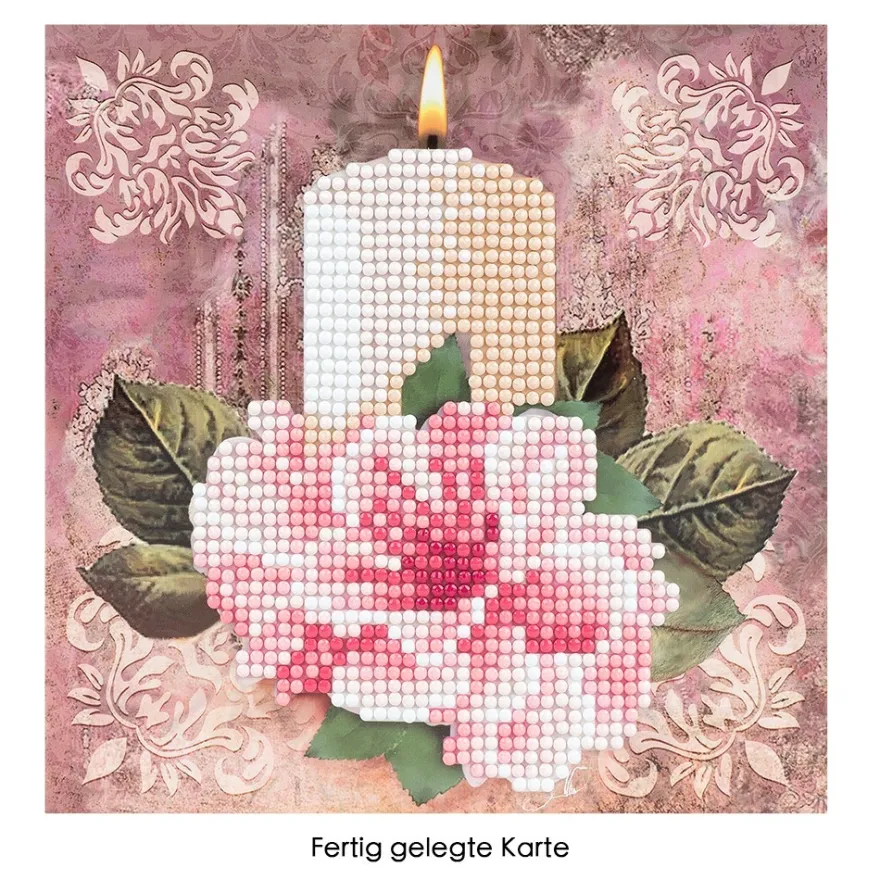 Diamond-Painting-Grußkarte, Kerze, 16cm x 16cm, inkl. Zubehör