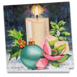 Diamond-Painting-Grußkarte, Kerze & Weihnachtskugel, 16cm x 16cm, inkl. Zubehör