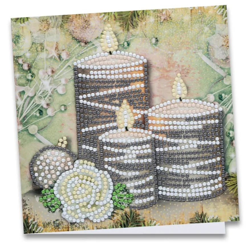 Diamond-Painting-Grußkarte, Kerzen 2, 16cm x 16cm, inkl. Zubehör