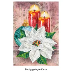 Diamond-Painting-Grußkarte, Kerzen mit Weihnachtsstern, 11,5cm x 16,5cm, inkl. Zubehör