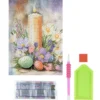 Diamond-Painting-Grußkarte, Kerze mit Blumen&Eiern, 11,5cm x 16,5cm, inkl. Zubehör