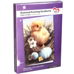 Diamond-Painting-Grußkarte, Küken im Nest, 11,5cm x 16,5cm, inkl. Zubehör