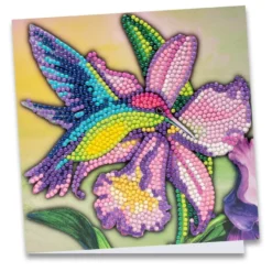 Diamond-Painting-Grußkarte, Kolibri 2, 16cm x 16cm, inkl. Zubehör
