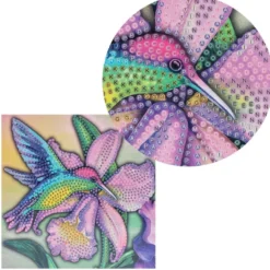 Diamond-Painting-Grußkarte, Kolibri 2, 16cm x 16cm, inkl. Zubehör