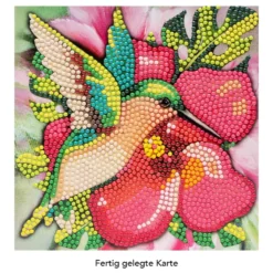 Diamond-Painting-Grußkarte, Kolibri 1, 16cm x 16cm, inkl. Zubehör