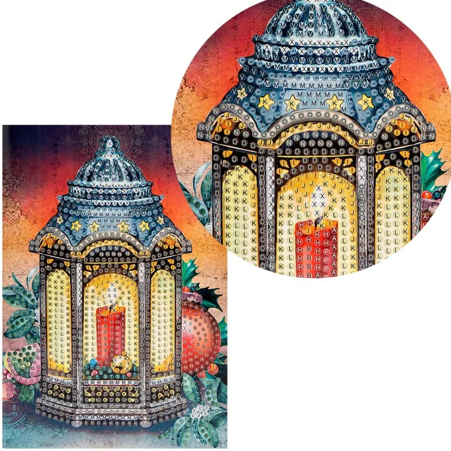 Diamond-Painting-Grußkarte, Laterne, 11,5cm x 16,5cm, inkl. Zubehör
