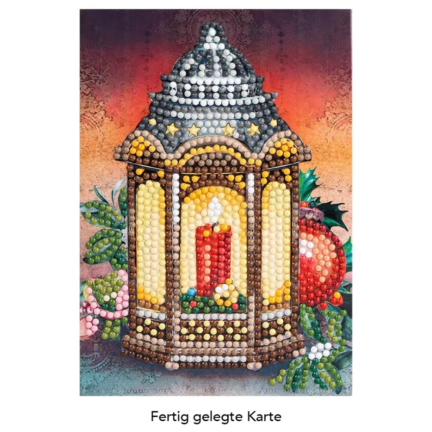 Diamond-Painting-Grußkarte, Laterne, 11,5cm x 16,5cm, inkl. Zubehör