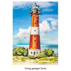 Diamond-Painting-Grußkarte, Leuchtturm, 11,5cm x 16,5cm, inkl. Zubehör