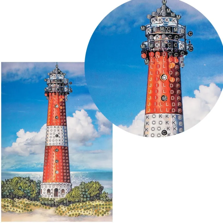 Diamond-Painting-Grußkarte, Leuchtturm, 11,5cm x 16,5cm, inkl. Zubehör