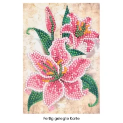 Diamond-Painting-Grußkarte, Lilie, 11,5cm x 16,5cm, inkl. Zubehör