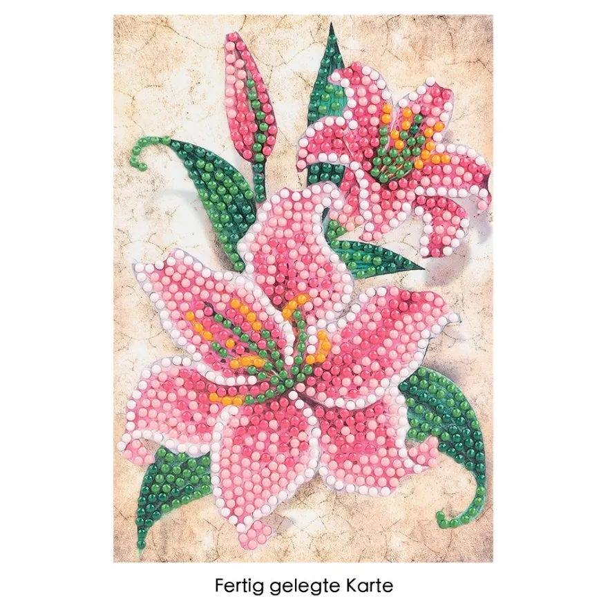 Diamond-Painting-Grußkarte, Lilie, 11,5cm x 16,5cm, inkl. Zubehör