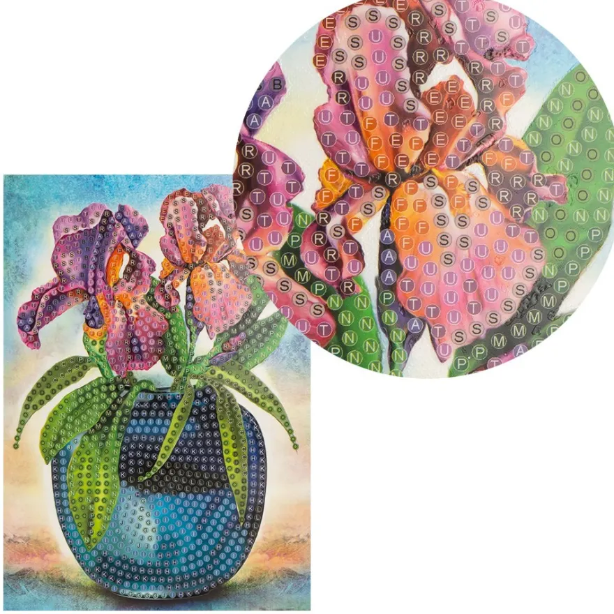 Diamond-Painting-Grußkarte, Lilien in Vase, 11,5cm x 16,5cm, inkl. Zubehör