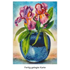 Diamond-Painting-Grußkarte, Lilien in Vase, 11,5cm x 16,5cm, inkl. Zubehör