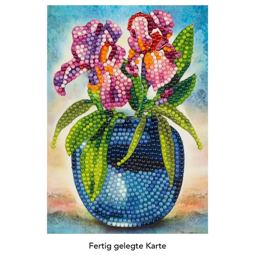 Diamond-Painting-Grußkarte, Lilien in Vase, 11,5cm x 16,5cm, inkl. Zubehör