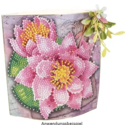 Diamond-Painting-Grußkarte, Lotusblüten, 16cm x 16cm, inkl. Zubehör