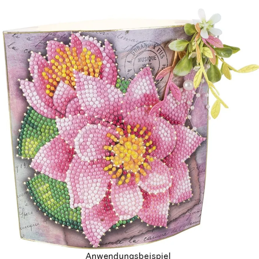 Diamond-Painting-Grußkarte, Lotusblüten, 16cm x 16cm, inkl. Zubehör