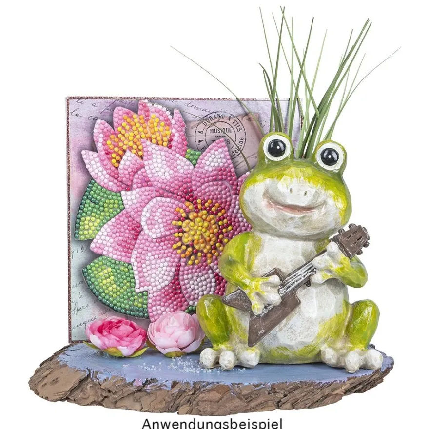Diamond-Painting-Grußkarte, Lotusblüten, 16cm x 16cm, inkl. Zubehör