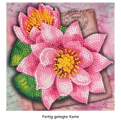 Diamond-Painting-Grußkarte, Lotusblüten, 16cm x 16cm, inkl. Zubehör