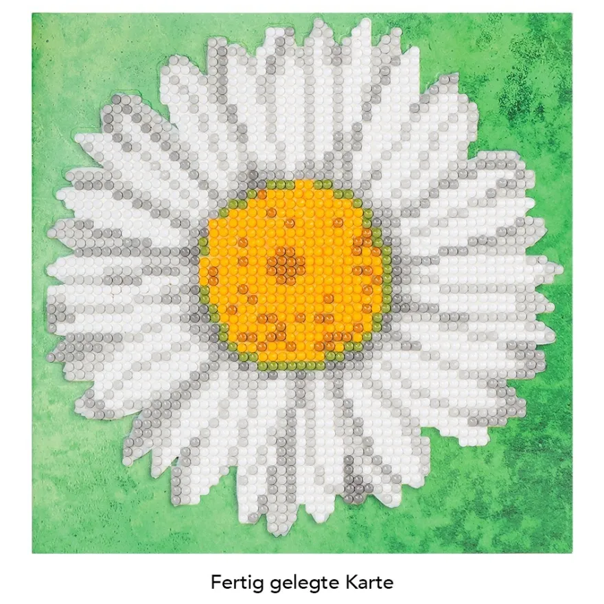 Diamond-Painting-Grußkarte, Margerite, 16cm x 16cm, inkl. Zubehör