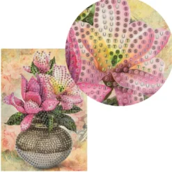 Diamond-Painting-Grußkarte, Magnolie in Vase 1, 11,5cm x 16,5cm, inkl. Zubehör