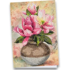 Diamond-Painting-Grußkarte, Magnolie in Vase 1, 11,5cm x 16,5cm, inkl. Zubehör