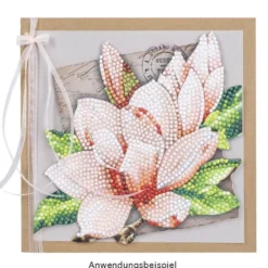 Diamond-Painting-Grußkarte, Magnolie, 16cm x 16cm, inkl. Zubehör
