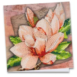 Diamond-Painting-Grußkarte, Magnolie, 16cm x 16cm, inkl. Zubehör