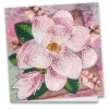 Diamond-Painting-Grußkarte, Magnolie und Federn, 16cm x 16cm, inkl. Zubehör