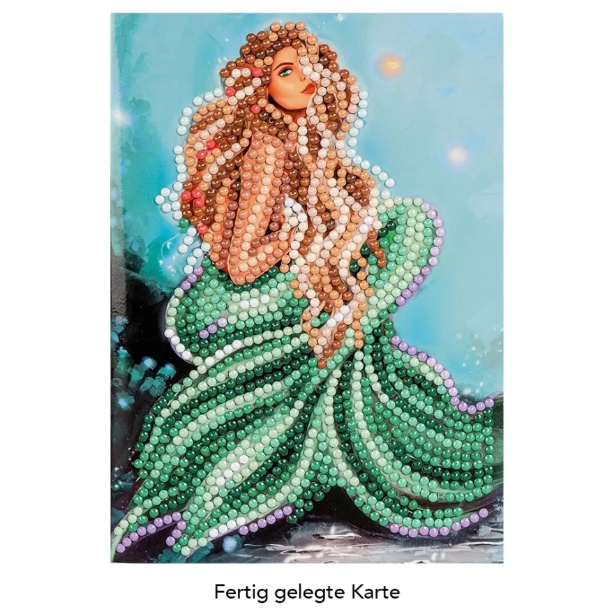 Diamond-Painting-Grußkarte, Meerjungfrau, 11,5cm x 16,5cm, inkl. Zubehör