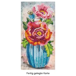 Diamond-Painting-Grußkarte, Mohn in Vase, 10,5cm x 21cm, inkl. Zubehör