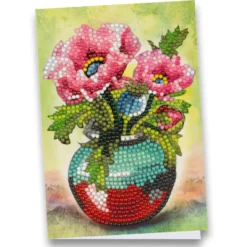 Diamond-Painting-Grußkarte, Mohnblumen in Vase 2, 11,5cm x 16,5cm, inkl. Zubehör