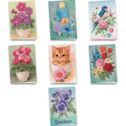 Diamond-Painting-Grußkarten, Blumen, je 11,5cm x 16,5cm, inkl. Umschläge, 7 Stück
