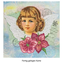 Diamond-Painting-Grußkarte, Nostalgischer Engel, 16cm x 16cm, inkl. Zubehör
