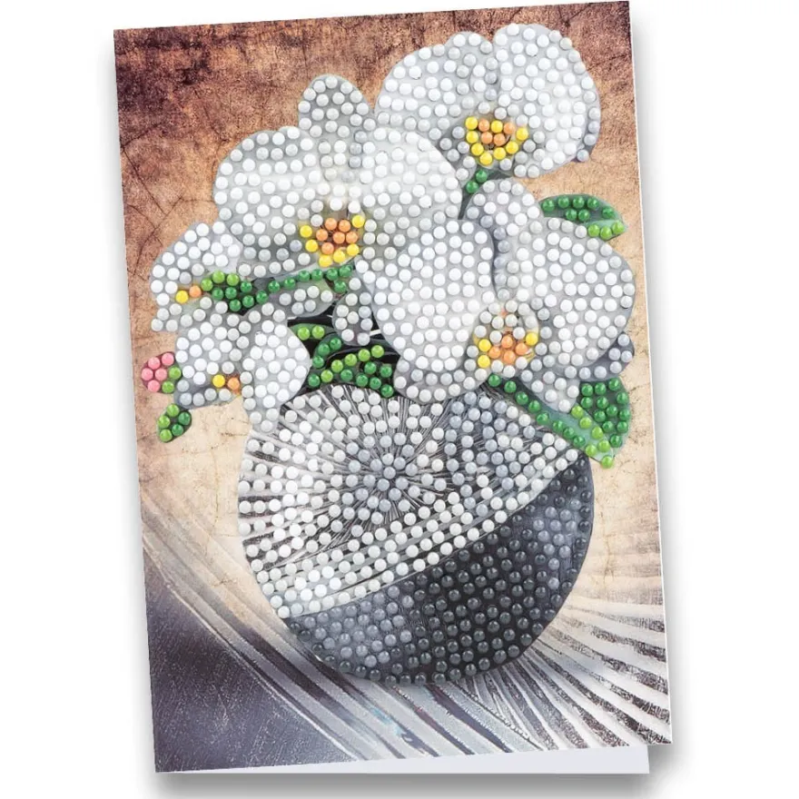 Diamond-Painting-Grußkarte, Orchideen, 11,5cm x 16,5cm, inkl. Zubehör