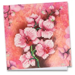 Diamond-Painting-Grußkarte, Orchidee, 16cm x 16cm, inkl. Zubehör