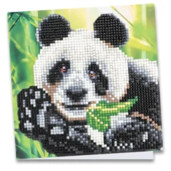 Diamond-Painting-Grußkarte, Panda, 16cm x 16cm, inkl. Zubehör