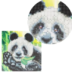 Diamond-Painting-Grußkarte, Panda, 16cm x 16cm, inkl. Zubehör