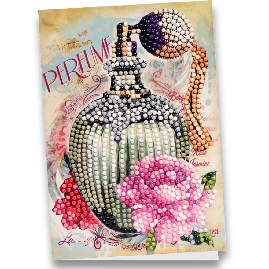 Diamond-Painting-Grußkarte, Parfumflakon, 11,5cm x 16,5cm, inkl. Zubehör