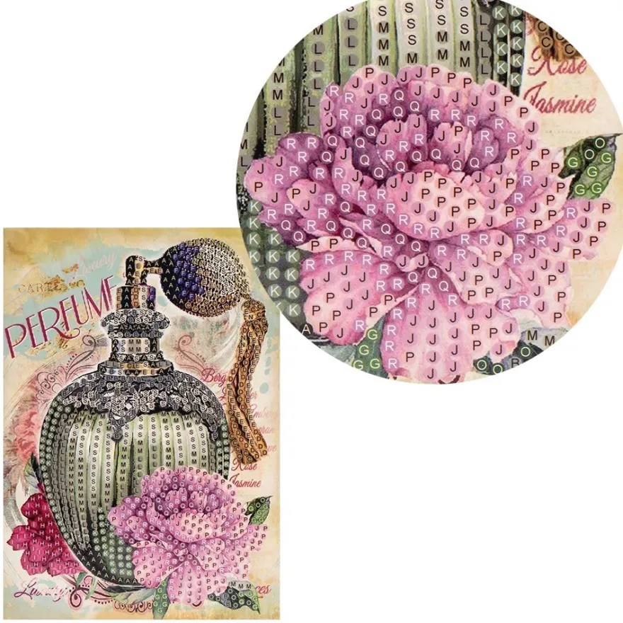Diamond-Painting-Grußkarte, Parfumflakon, 11,5cm x 16,5cm, inkl. Zubehör