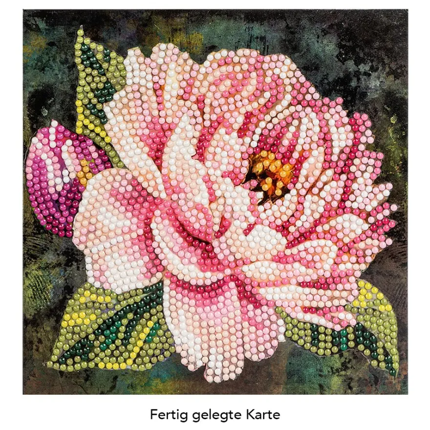 Diamond-Painting-Grußkarte, Pfingstrose, 16cm x 16cm, inkl. Zubehör