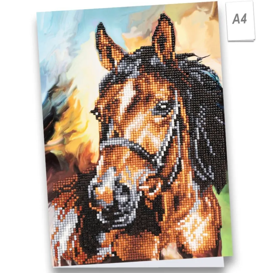 Diamond-Painting-Grußkarte, Pferd, DIN A4, inkl. Zubehör