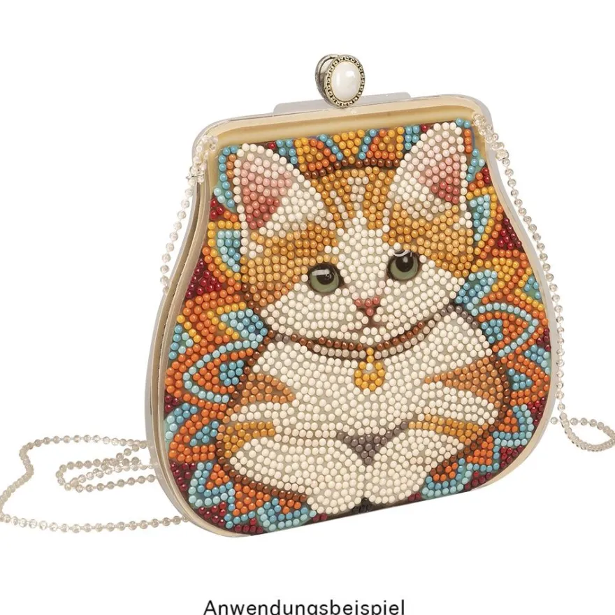 Diamond-Painting-Grußkarte Portemonnaie, Boho-Katze, Einleger & Umschlag