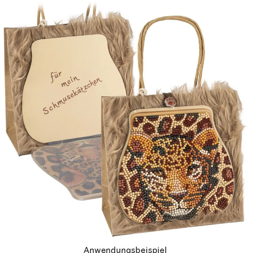 Diamond-Painting-Grußkarte Portemonnaie, Leopard, inkl. Einleger & Umschlag