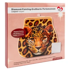 Diamond-Painting-Grußkarte Portemonnaie, Leopard, inkl. Einleger & Umschlag