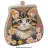 Diamond-Painting-Grußkarte Portemonnaie, Katze mit Blüten, inkl. Einleger & Umschlag