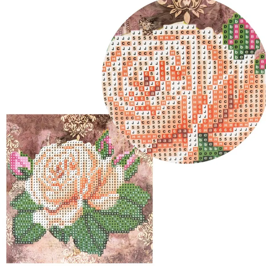 Diamond-Painting-Grußkarte, Rose 1, 16cm x 16cm, inkl. Zubehör