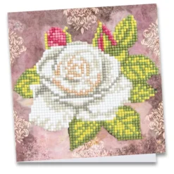 Diamond-Painting-Grußkarte, Rose 2, 16cm x 16cm, inkl. Zubehör